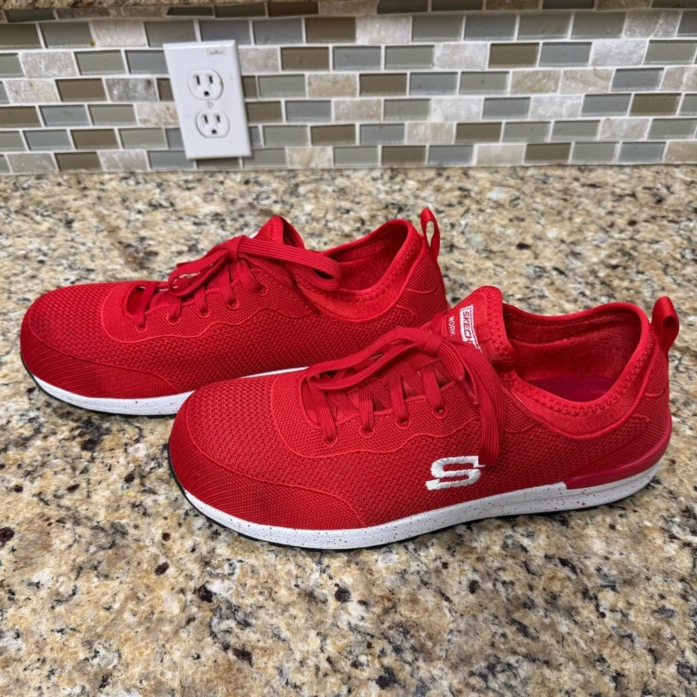 Red Sketcher’s Comp Toe Work shoes